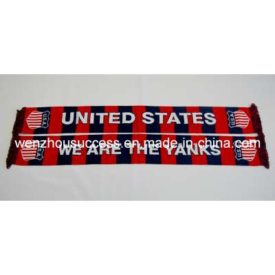 Knitted Jacquard Scarf; Football Scarf. Soccer Scarf - USA Yanks Scarf